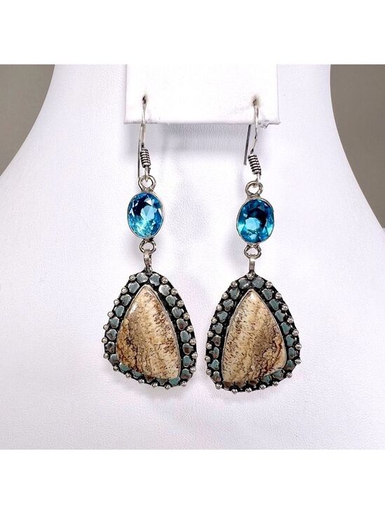 Jewelry - Picture Jasper 925 Gemstone Earrings
